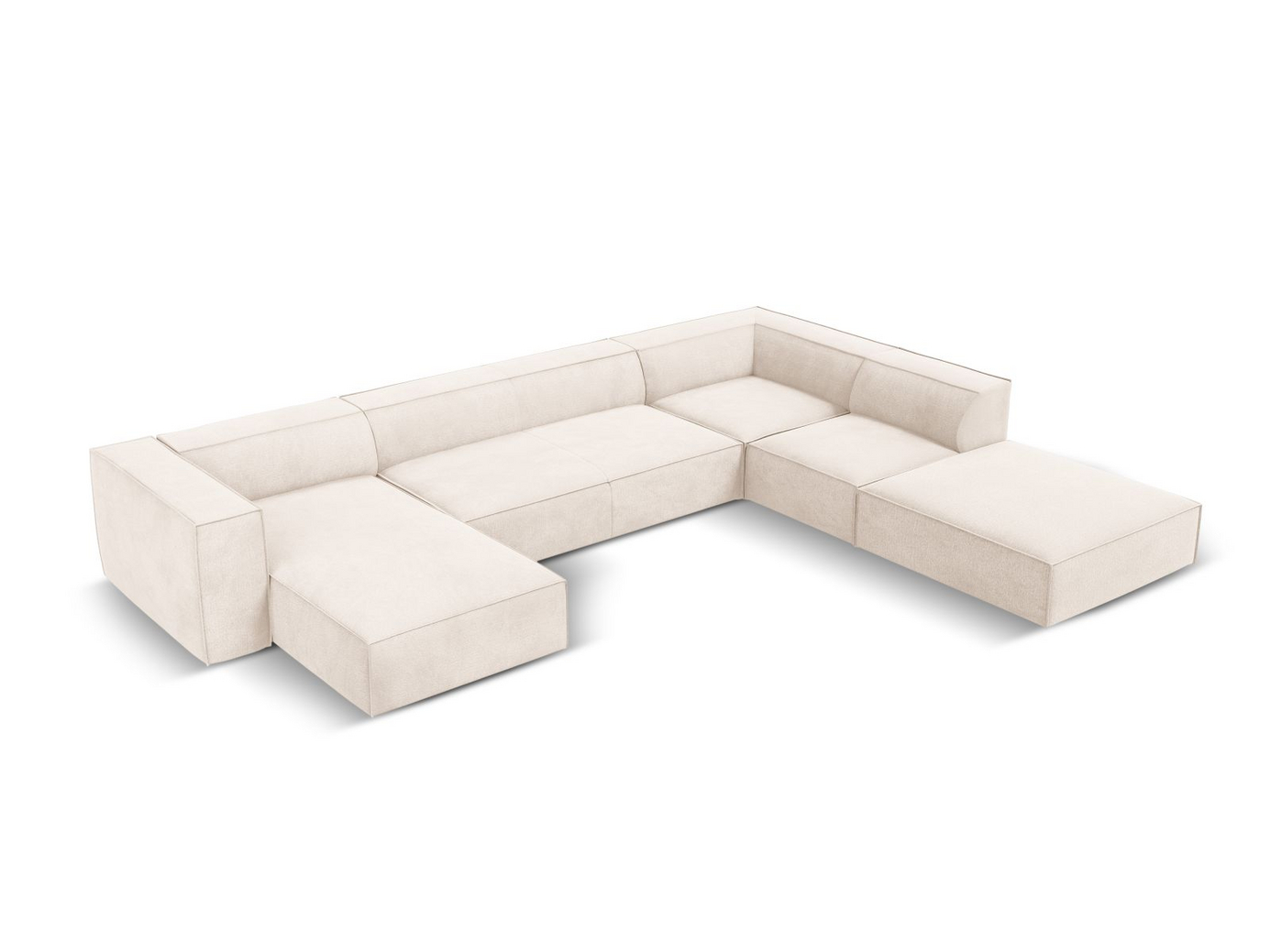 Cosmopolitan Design högervänd panoramahörnsoffa, "Turin", 6-sits, 365 × 270 × 68 cm, Rosario, ben i svart bok