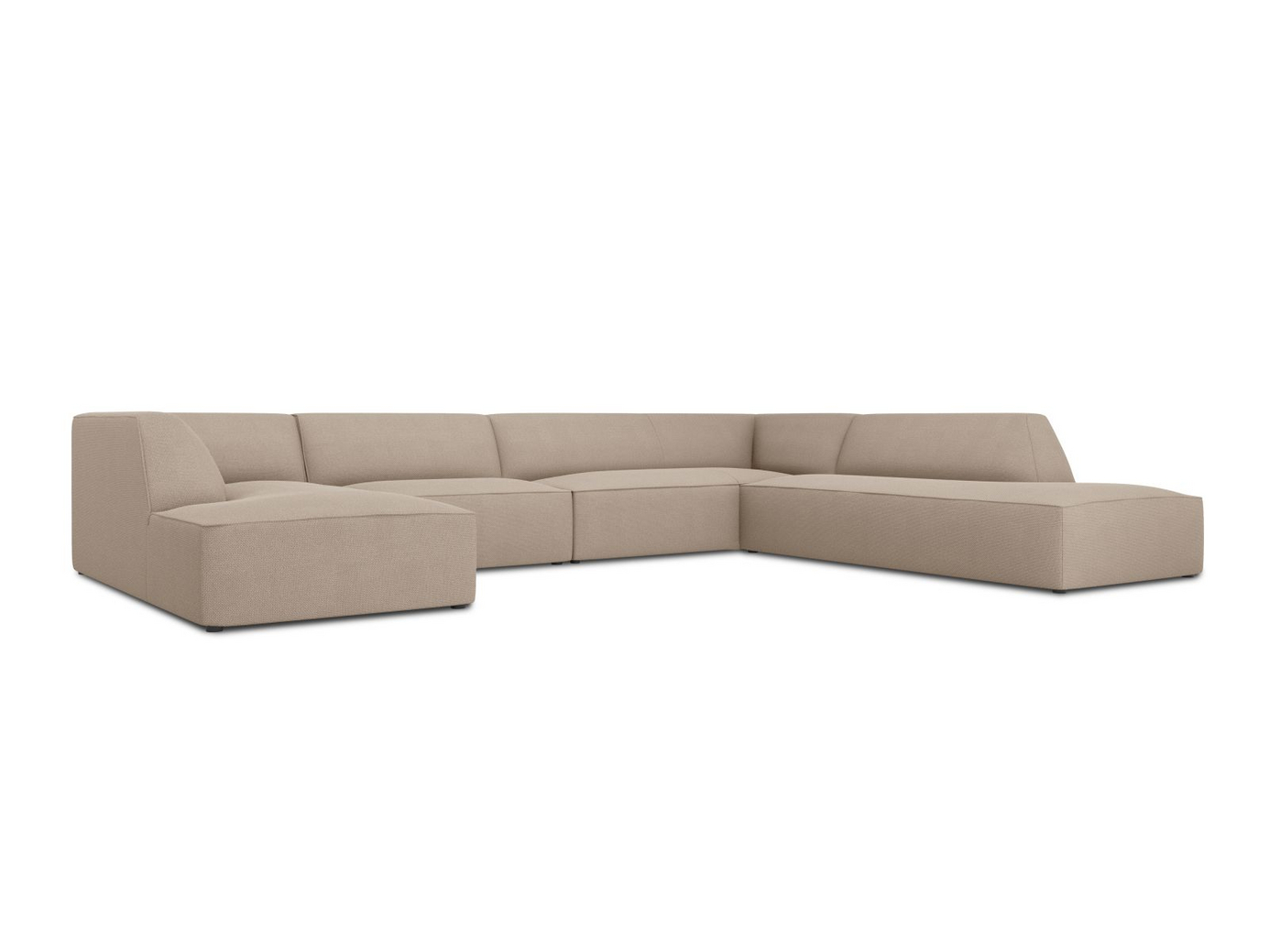 Cosmopolitan Design högervänd panoramahörnsoffa, "Siena", 7-sits, 366 × 273 × 69 cm, Ottawa, svarta plastben