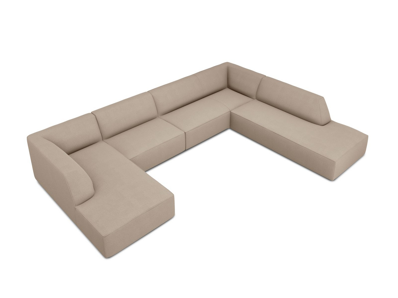 Cosmopolitan Design högervänd panoramahörnsoffa, "Siena", 7-sits, 366 × 273 × 69 cm, Ottawa, svarta plastben