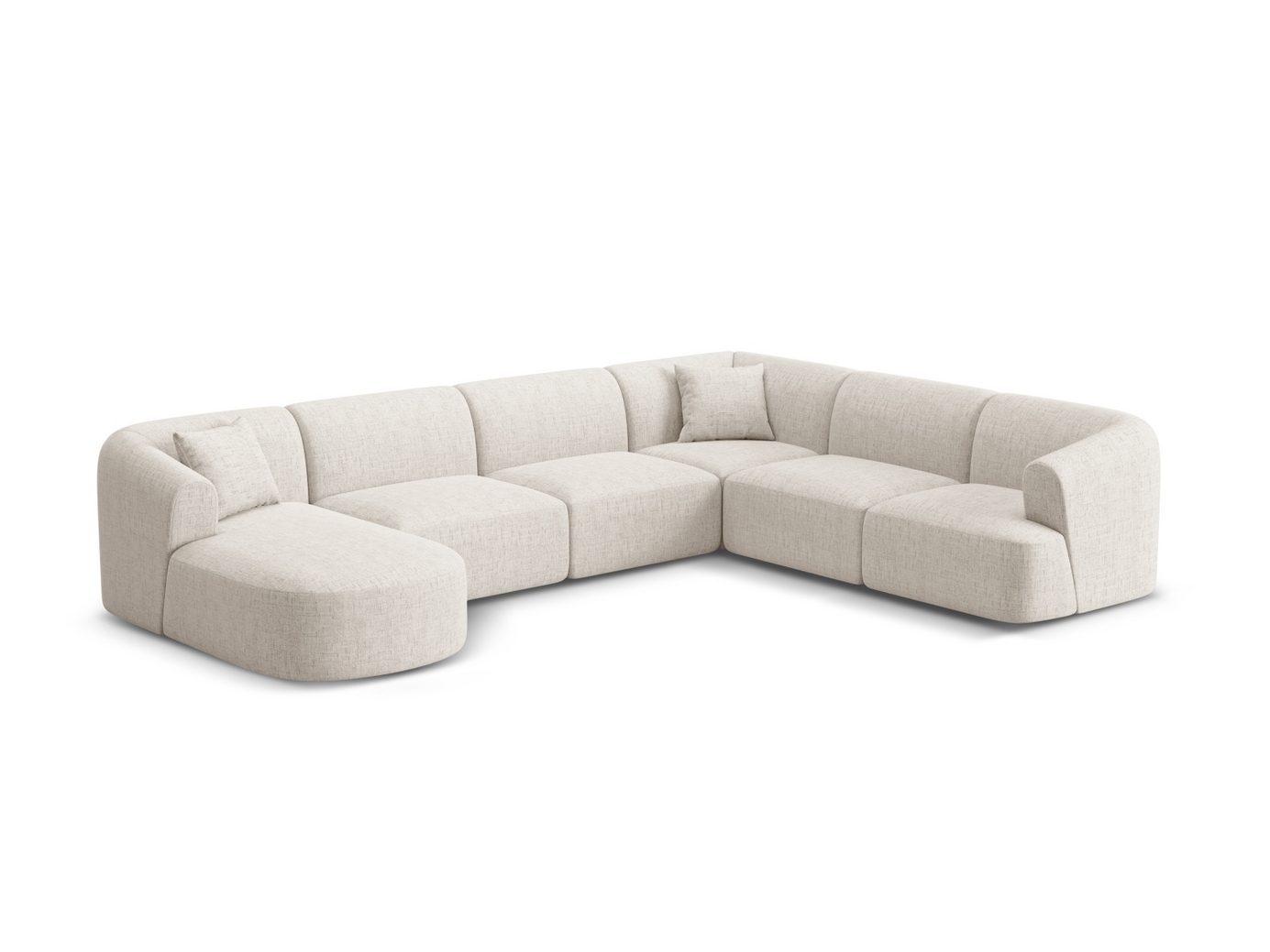 Cosmopolitan Design högervänd panoramamodulhörnsoffa, "Campi", 7-sits, 330 × 255 × 70 cm, Moly, svarta plastben