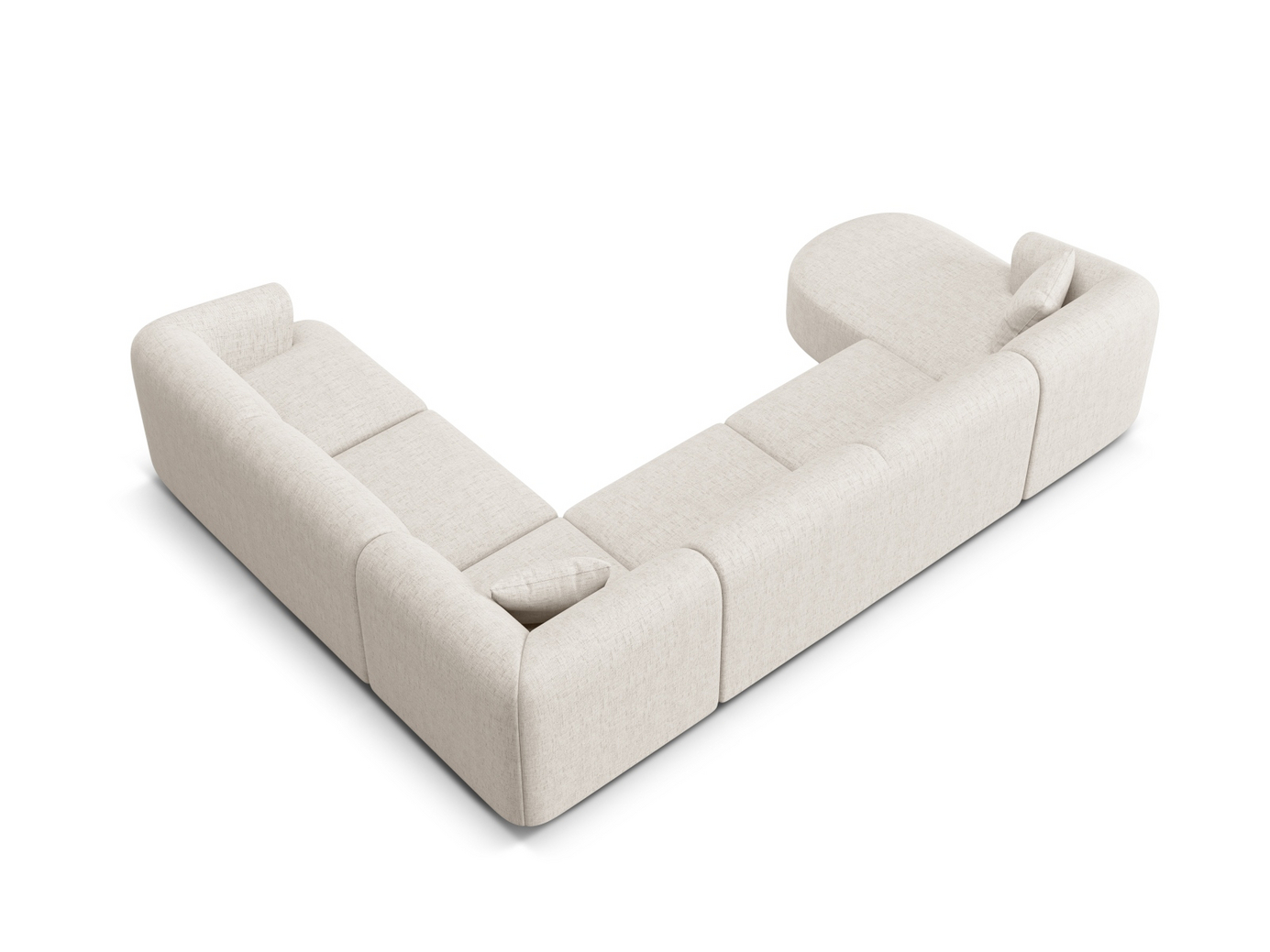 Cosmopolitan Design högervänd panoramamodulhörnsoffa, "Campi", 7-sits, 330 × 255 × 70 cm, Moly, svarta plastben