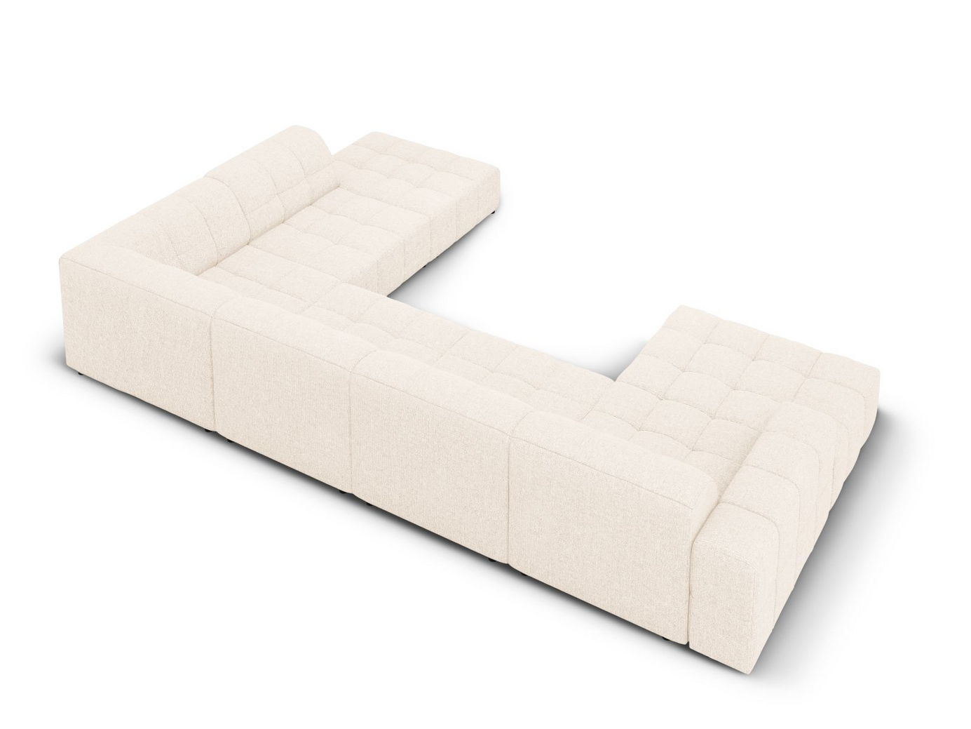 Cosmopolitan Design högervänd panoramahörnsoffa, "Chicago", 7-sits, 375 × 263 × 78 cm, Haga, svarta plastben