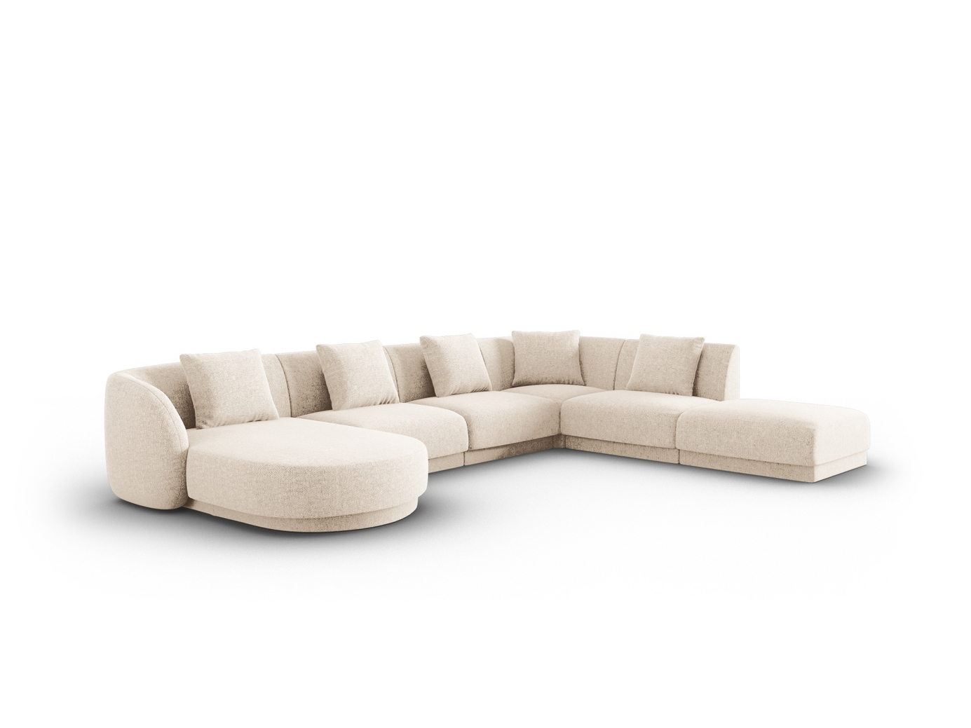 Cosmopolitan Design högervänd panoramahörnsoffa, "Tulum", 6-sits, 330 × 255 × 70 cm, Haga, svarta plastben