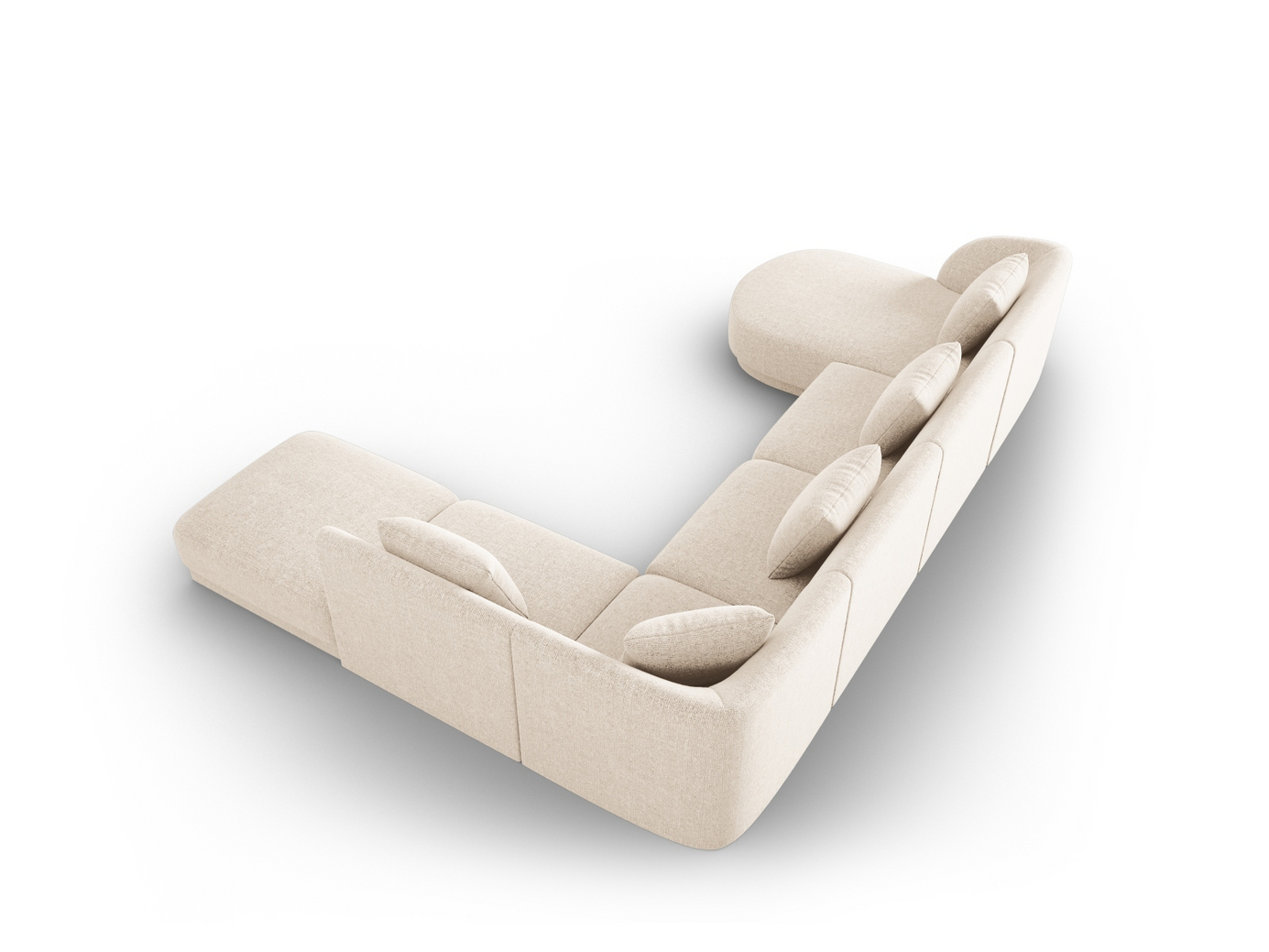 Cosmopolitan Design högervänd panoramahörnsoffa, "Tulum", 6-sits, 330 × 255 × 70 cm, Haga, svarta plastben