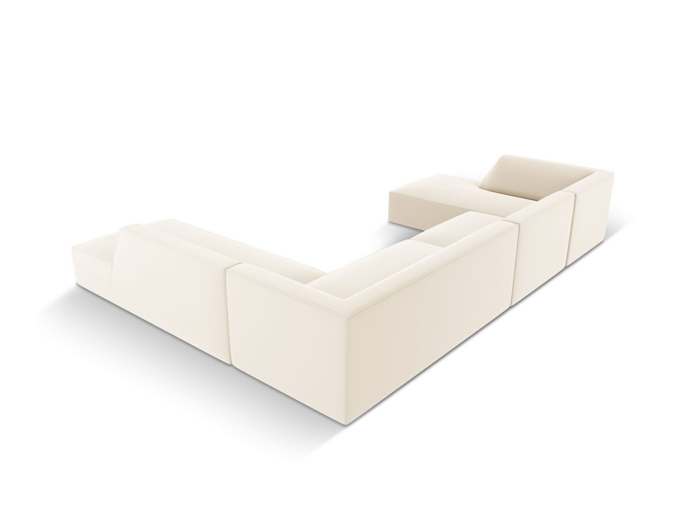 Cosmopolitan Design högervänd konstläderpanoramamodulhörnsoffa, "Siena", 7-sits, 366 × 273 × 69 cm, Pacifico, svarta plastben