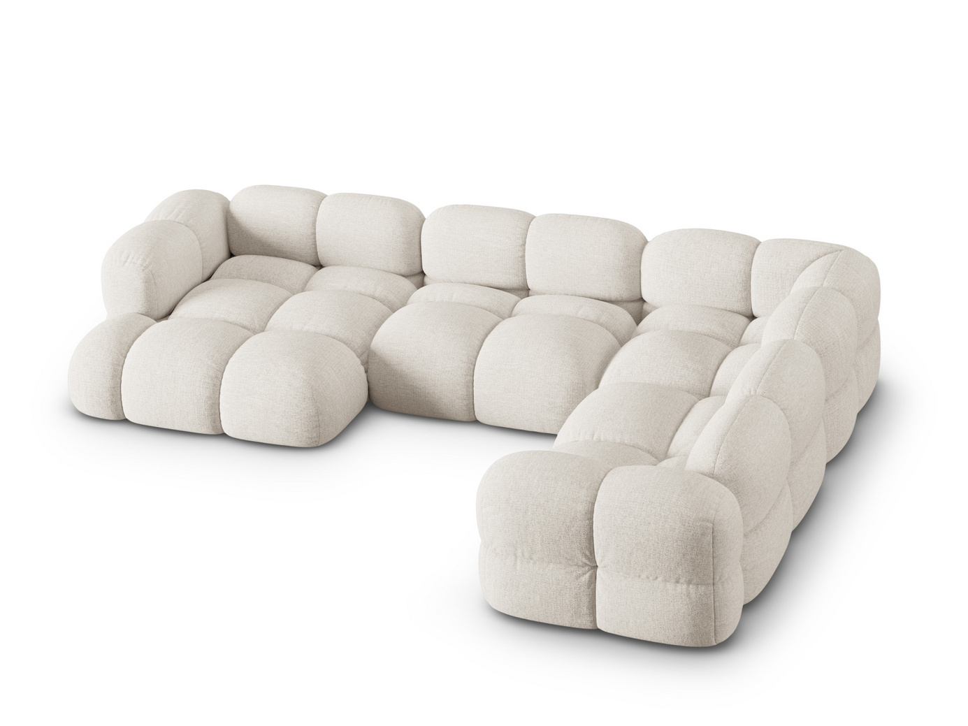 Cosmopolitan Design högervänd panoramahörnsoffa, "Loretto", 5-sits, 345 × 250 × 68 cm, Sorella, svarta plastben
