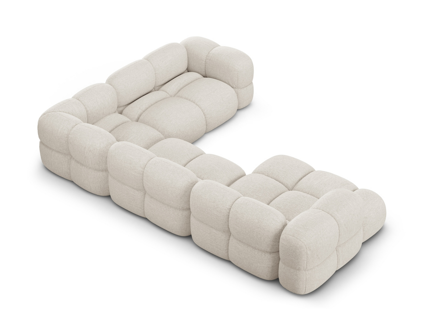 Cosmopolitan Design högervänd panoramahörnsoffa, "Loretto", 5-sits, 345 × 250 × 68 cm, Sorella, svarta plastben