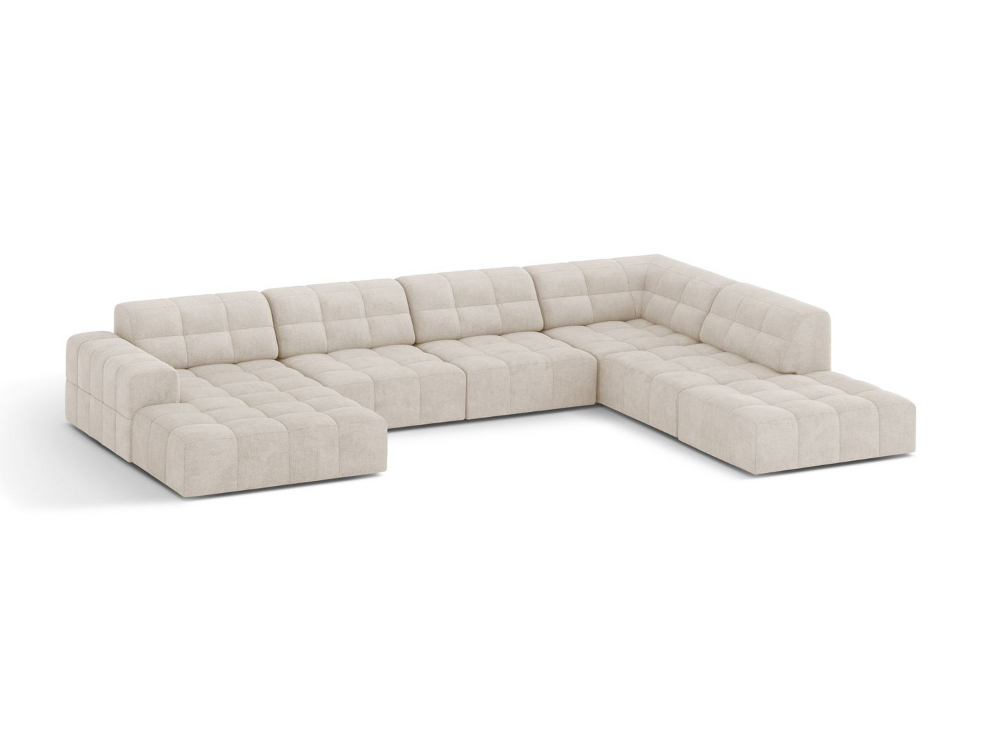 Cosmopolitan Design högervänd panoramahörnsoffa, "Chicago", 7-sits, 375 × 263 × 78 cm, Eden 10, svarta plastben