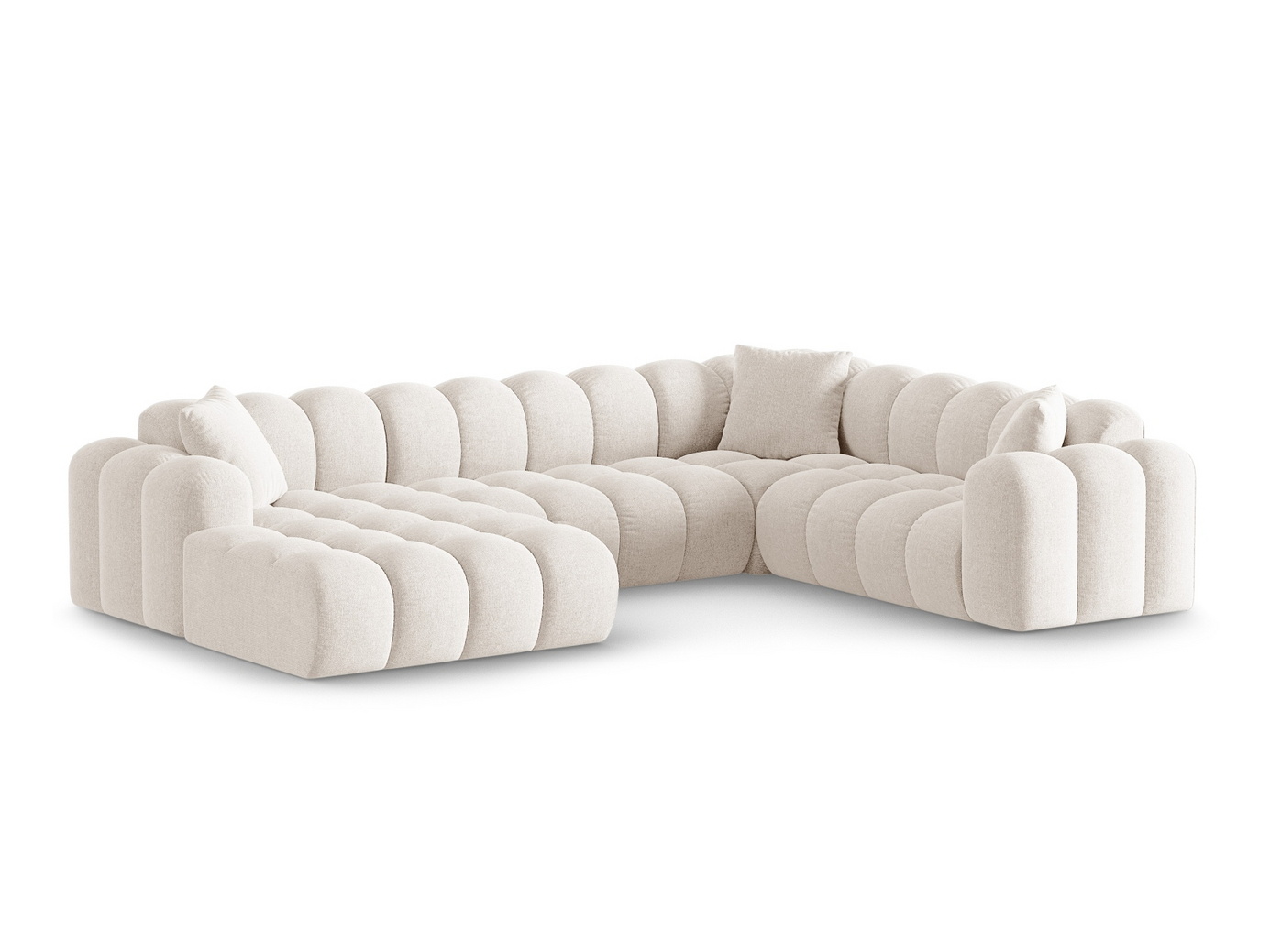 Cosmopolitan Design högervänd panoramahörnsoffa, "Treno", 4-sits, 330 × 240 × 70 cm, Eden 10, svarta plastben