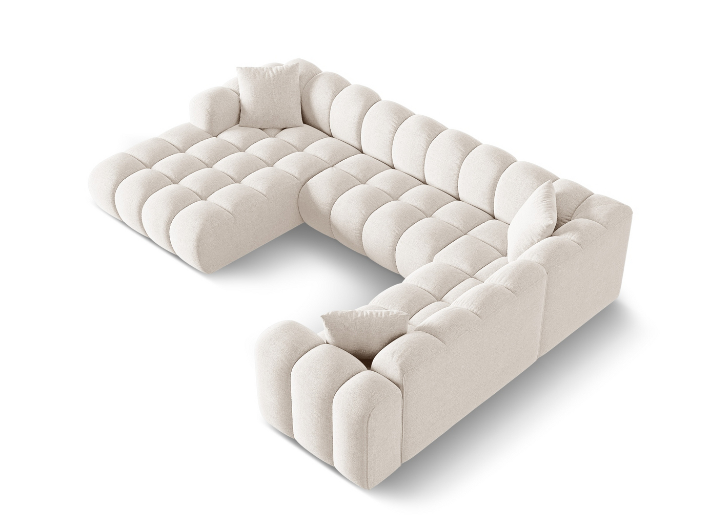 Cosmopolitan Design högervänd panoramahörnsoffa, "Treno", 4-sits, 330 × 240 × 70 cm, Eden 10, svarta plastben