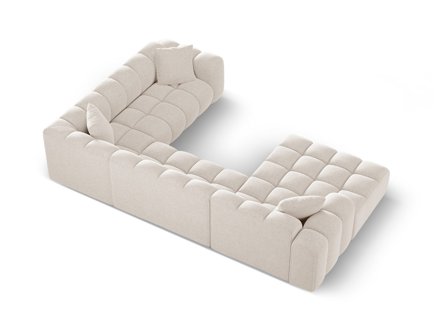 Cosmopolitan Design högervänd panoramahörnsoffa, "Treno", 4-sits, 330 × 240 × 70 cm, Eden 10, svarta plastben