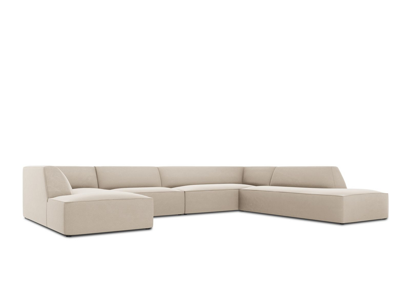 Cosmopolitan Design högervänd sammetspanoramahörnsoffa, "Siena", 7-sits, 366 × 273 × 69 cm, Salvador, svarta plastben, Variant UR_44