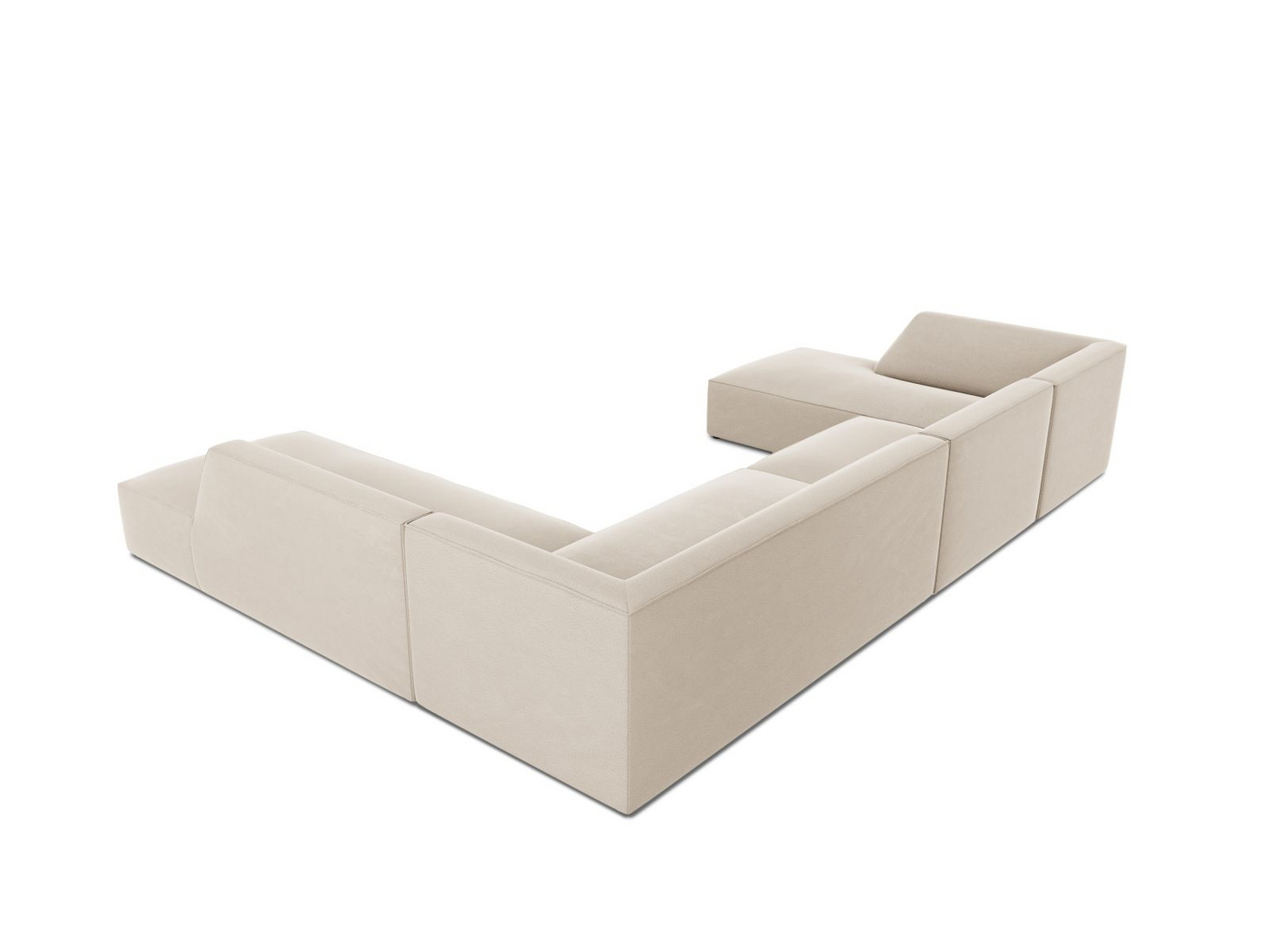 Cosmopolitan Design högervänd sammetspanoramahörnsoffa, "Siena", 7-sits, 366 × 273 × 69 cm, Salvador, svarta plastben, Variant UR_44