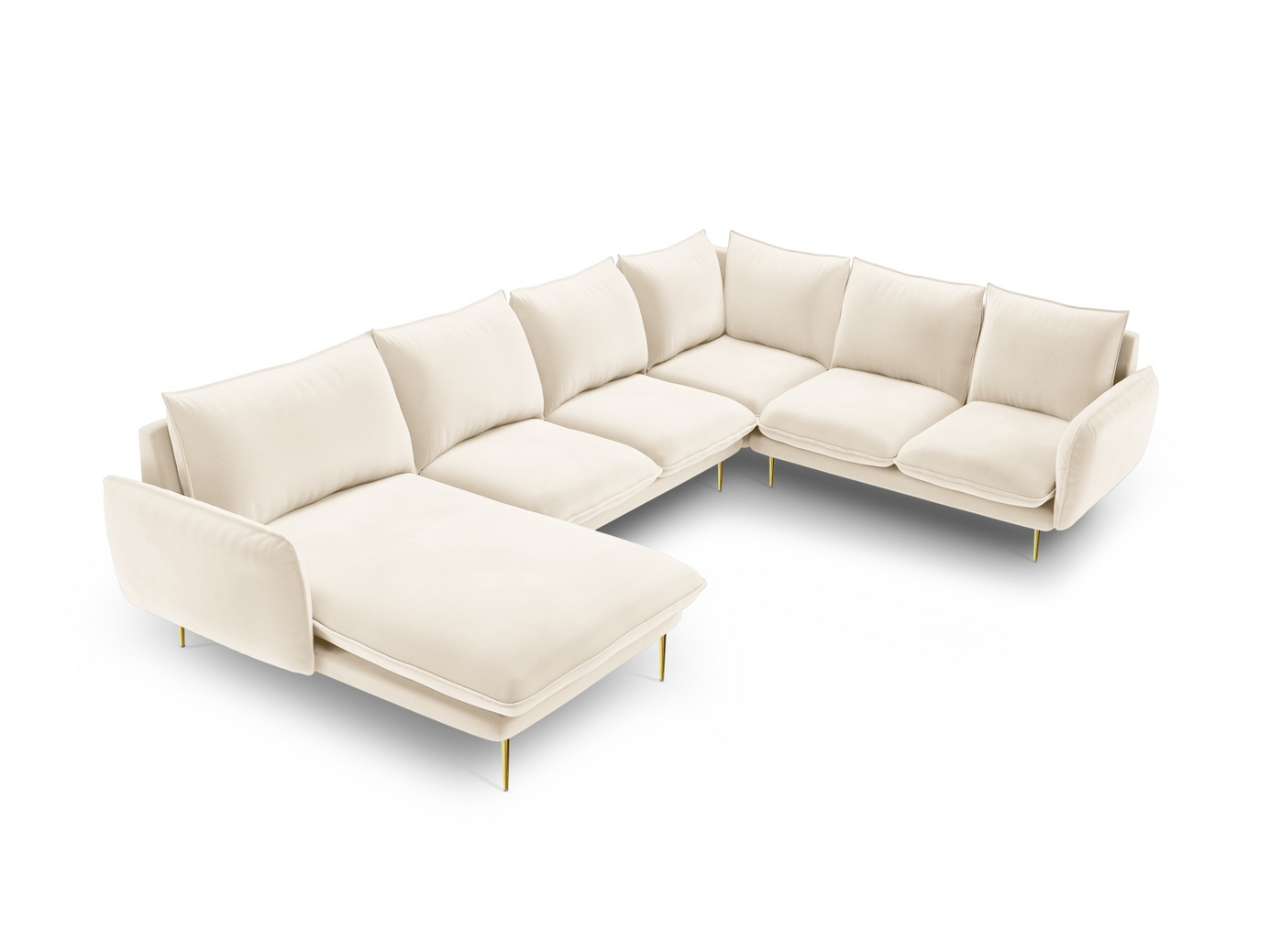 Cosmopolitan Design högervänd sammetspanoramahörnsoffa, 
