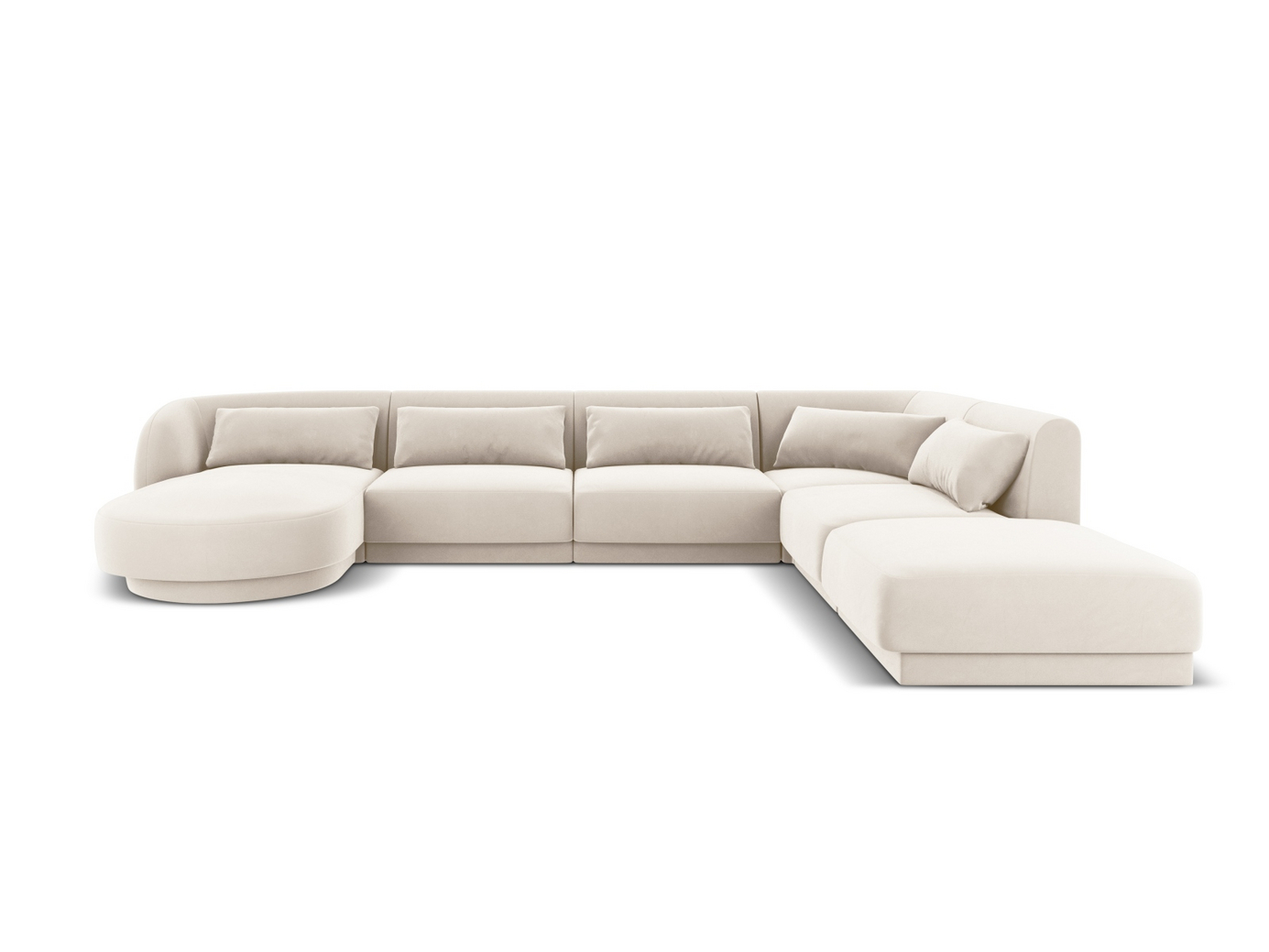 Cosmopolitan Design högervänd sammetspanoramahörnsoffa, 