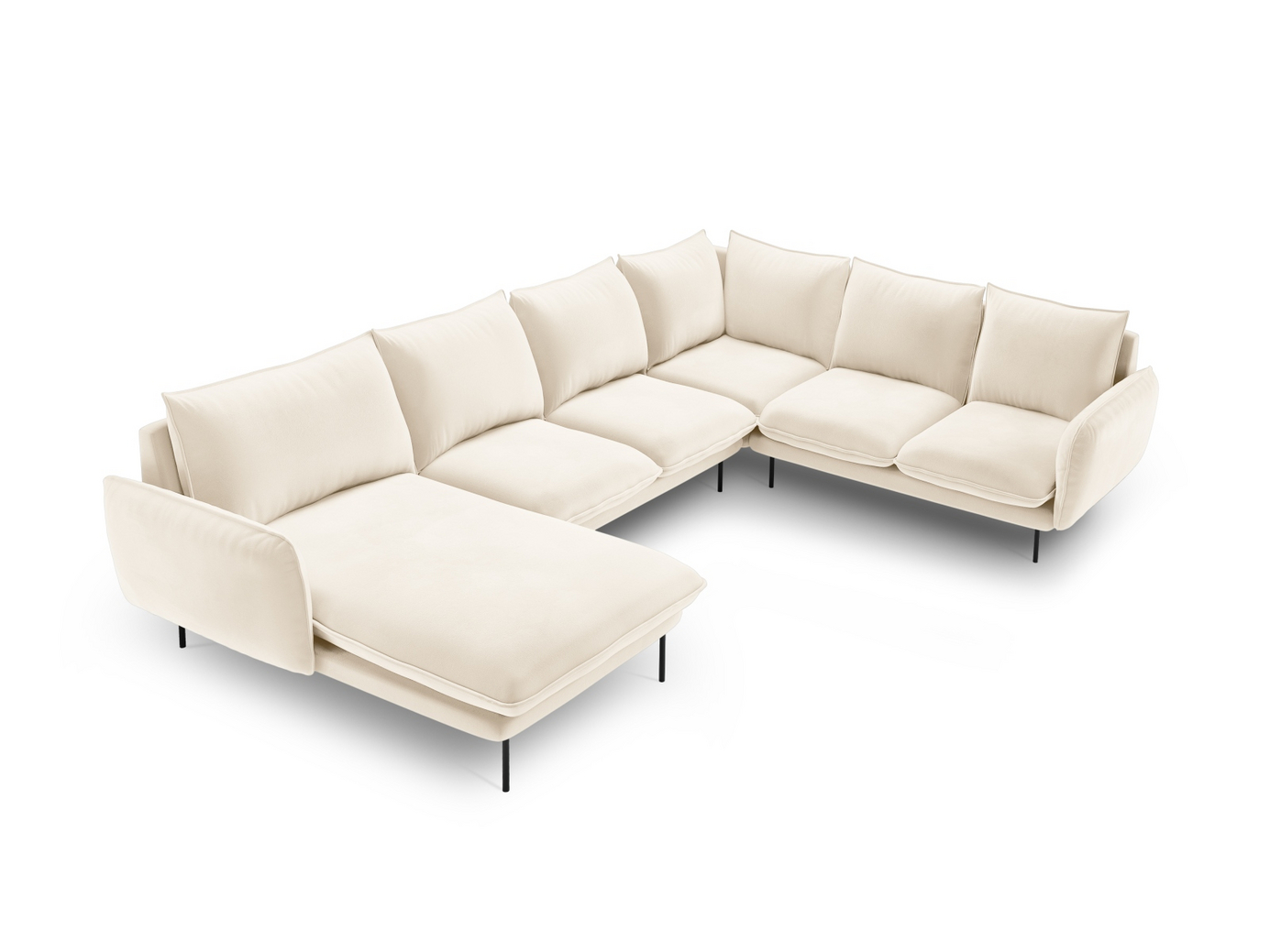 Cosmopolitan Design högervänd sammetspanoramahörnsoffa, 