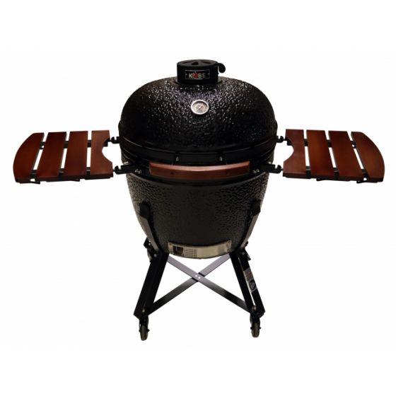 KOBE Kamado kolgrill PROFESSIONAL XXL BLACK EDITION, med en skyddskåpa, en värmefördelningsplatta och ett kolankare