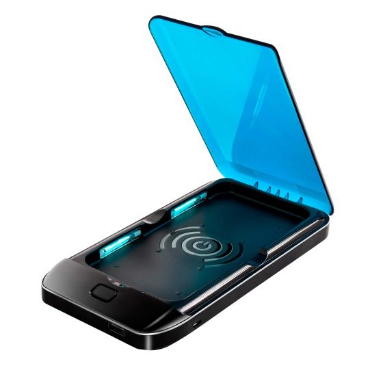 UV-sterilisering för telefon med trådlös laddare och batteri