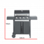 DOSE Gasolgrill BARBEQUE, 4 brännare svart, 120x110x53cm