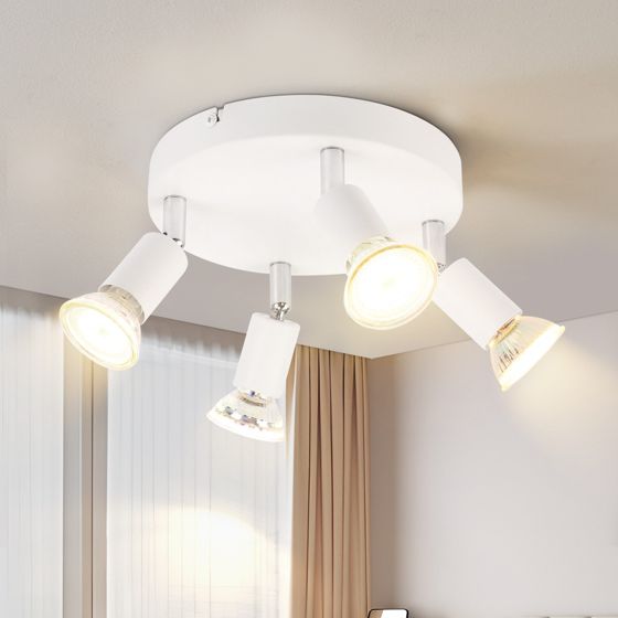 NETTLIFE vit LED-takspotlight - modern metalltaklampa med 4 ljuskällor, justerbar GU10