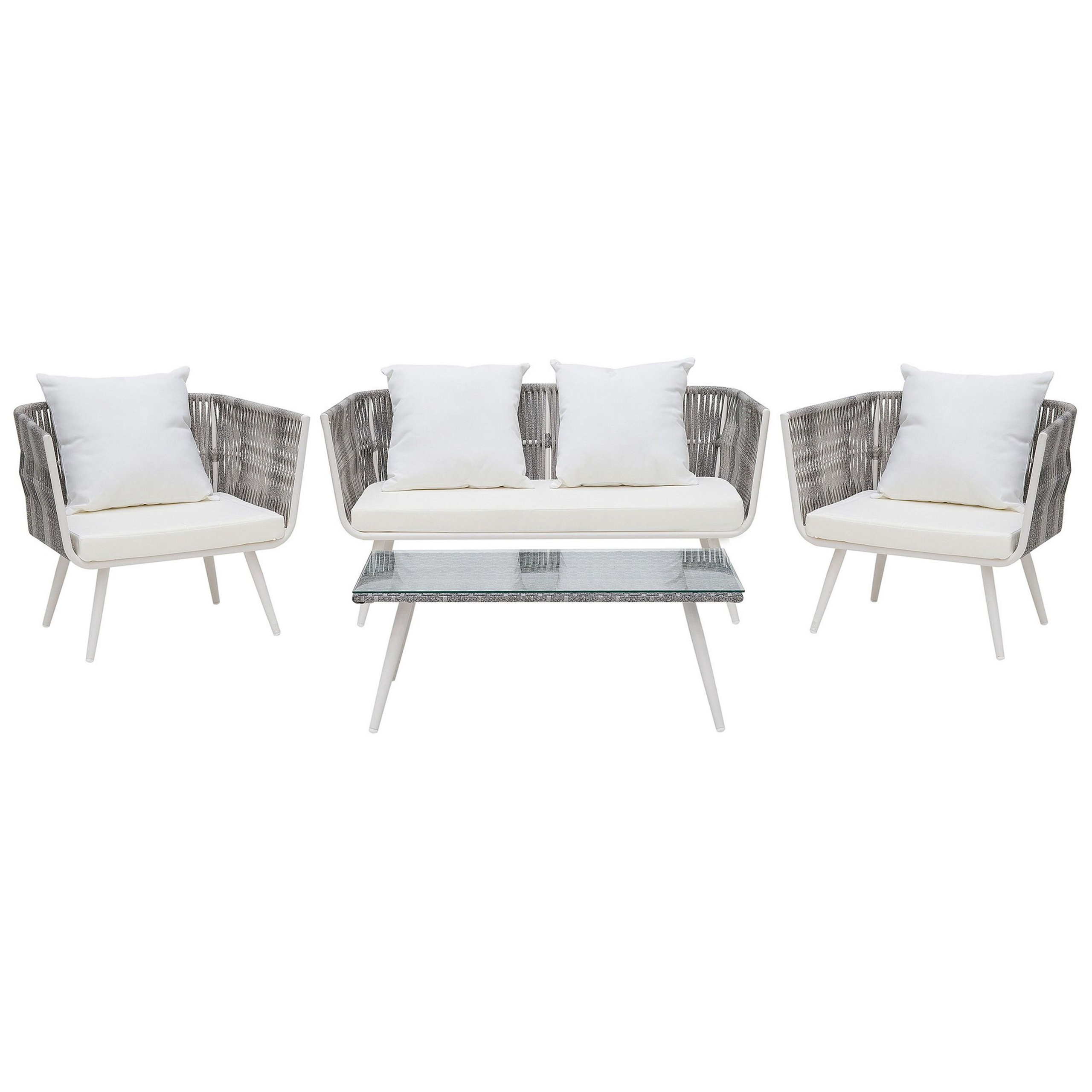 Trädgårdssoffgrupp med bord 4-sits RAGUSA Konstrotting Off-White