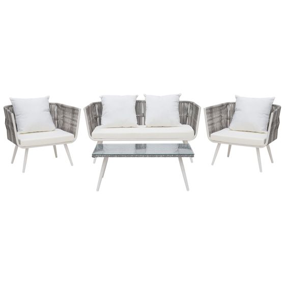 Trädgårdssoffgrupp med bord 4-sits RAGUSA Konstrotting Off-White