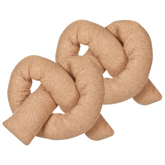 Set med 2 prydnadskuddar GLADIOLUS 172 x 14 cm Bouclé Ljusbrun Monokromt