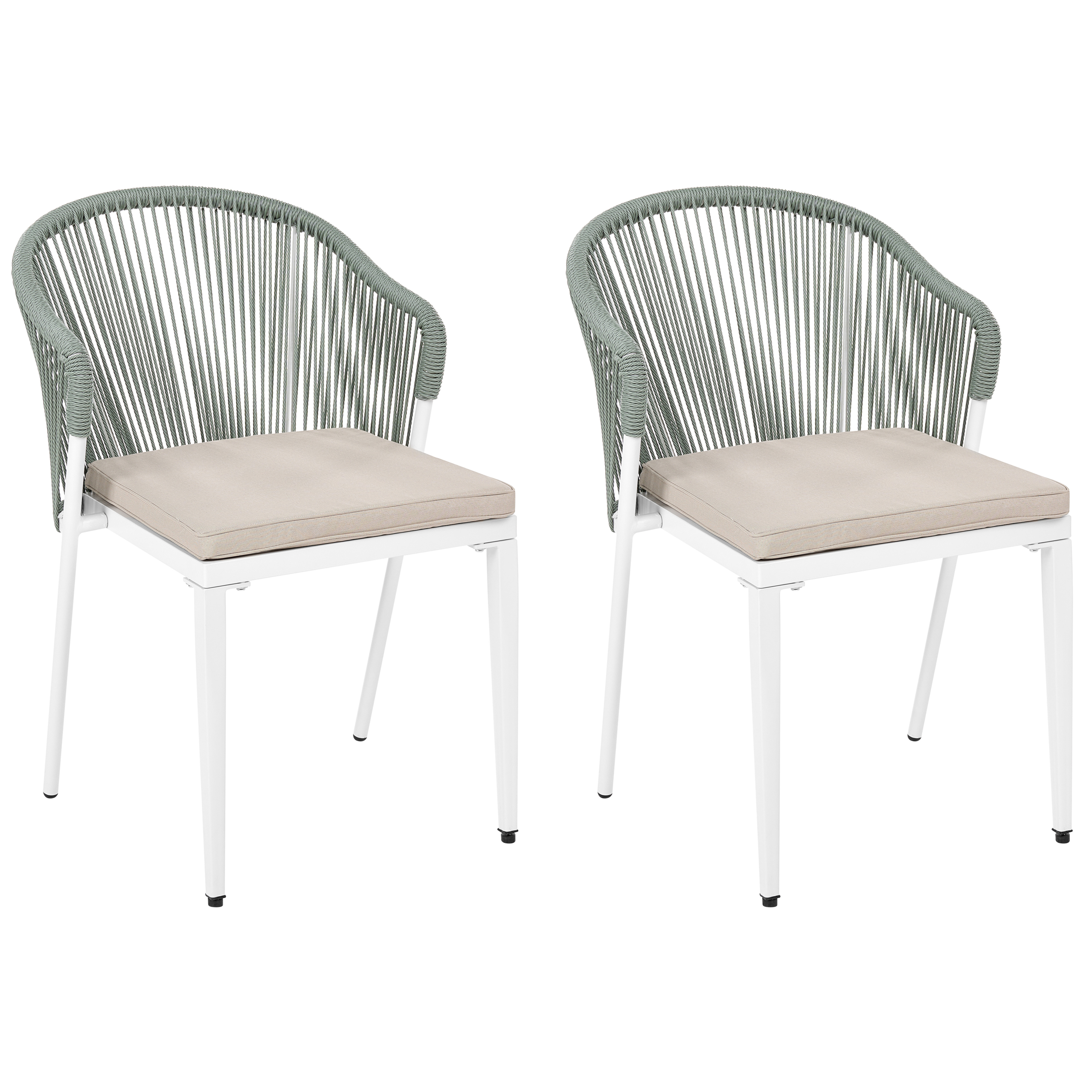 Set med 2 stolar med dynor PARANEA Metall Grön