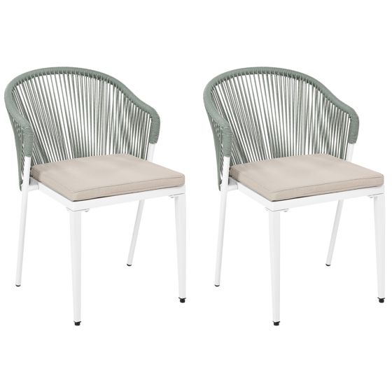 Set med 2 stolar med dynor PARANEA Metall Grön