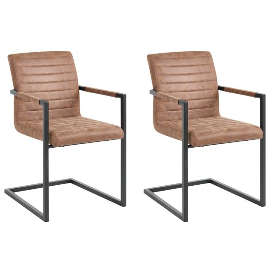Set med 2 konferensstolar BUFORD Konstläder Brun