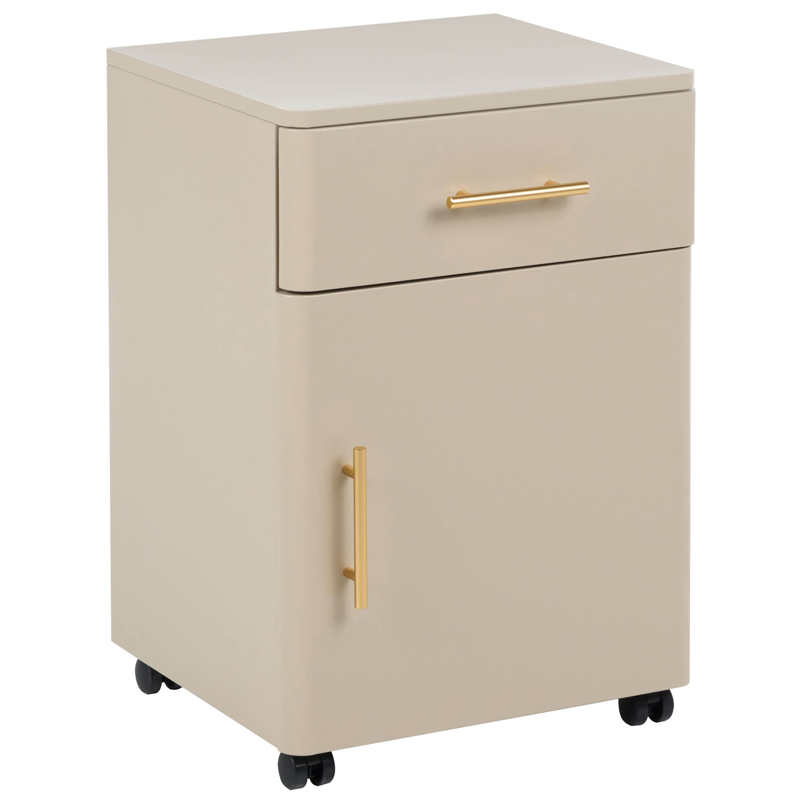 Sängbord med förvaringslåda OMBURA Metall Beige