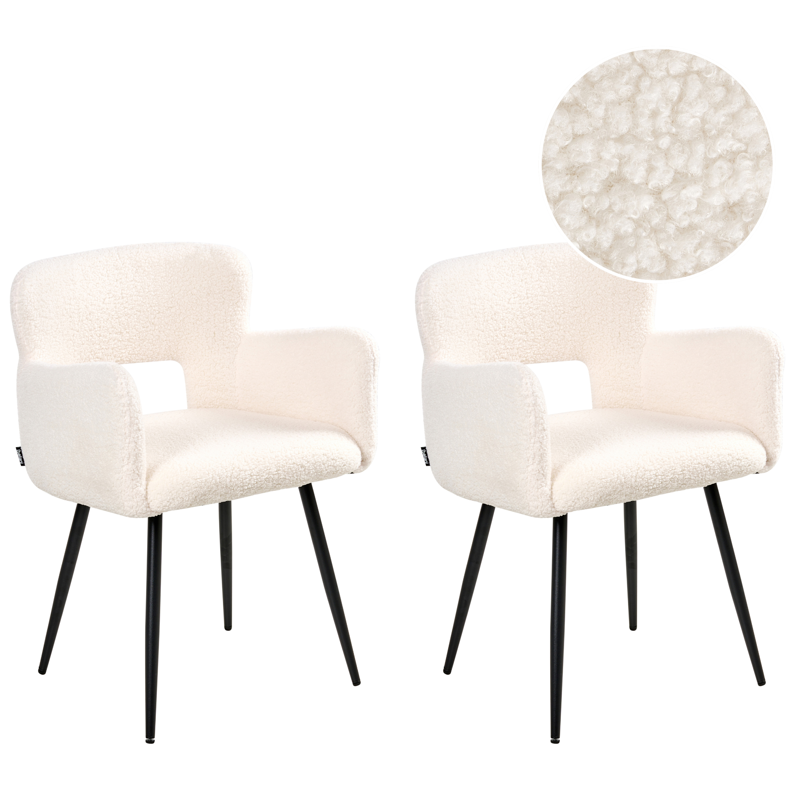 Set med 2 matstolar SANILAC Bouclé Vit