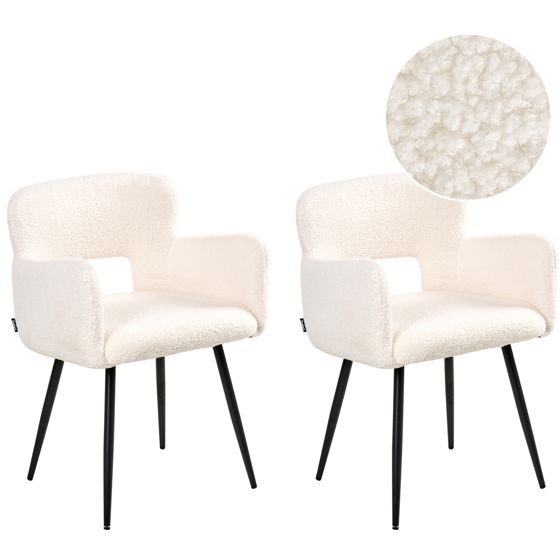 Set med 2 matstolar SANILAC Bouclé Vit