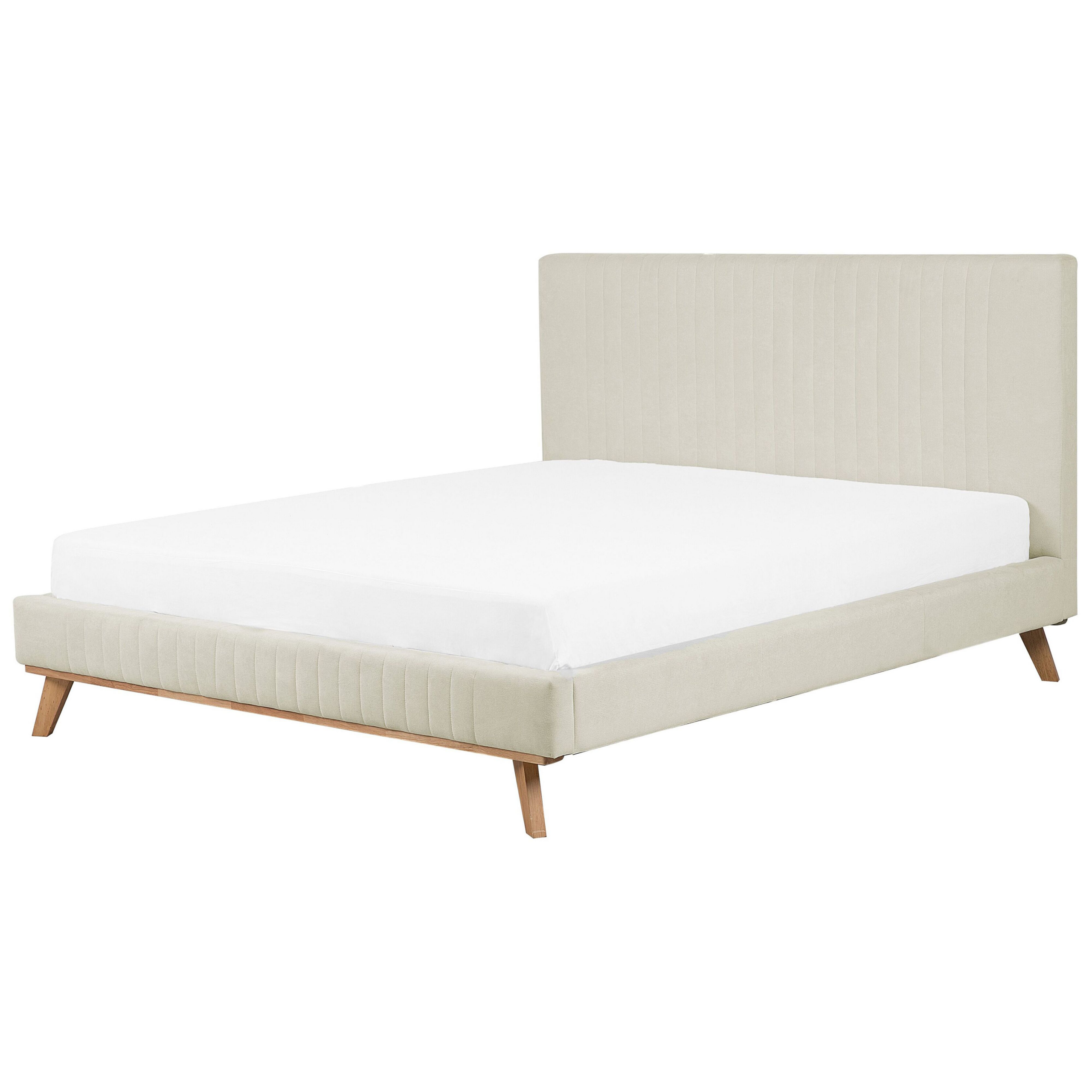 Säng med lamellram Chenille TALENCE 180 x 200 cm Ljusbeige