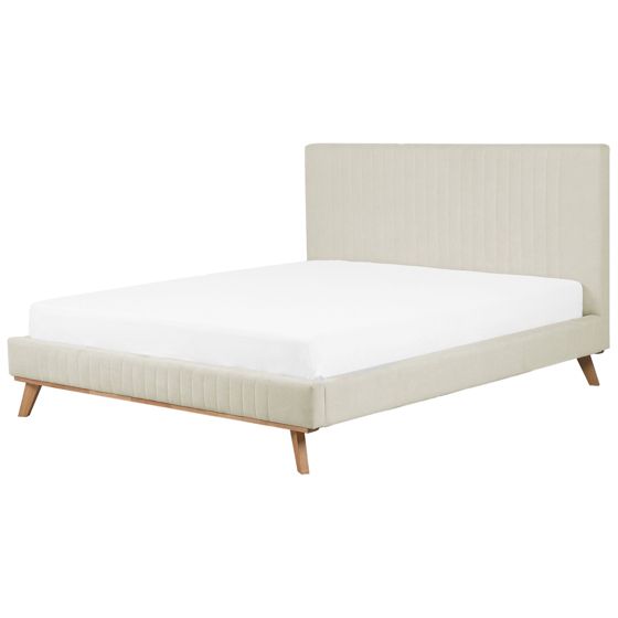 Säng med lamellram Chenille TALENCE 180 x 200 cm Ljusbeige