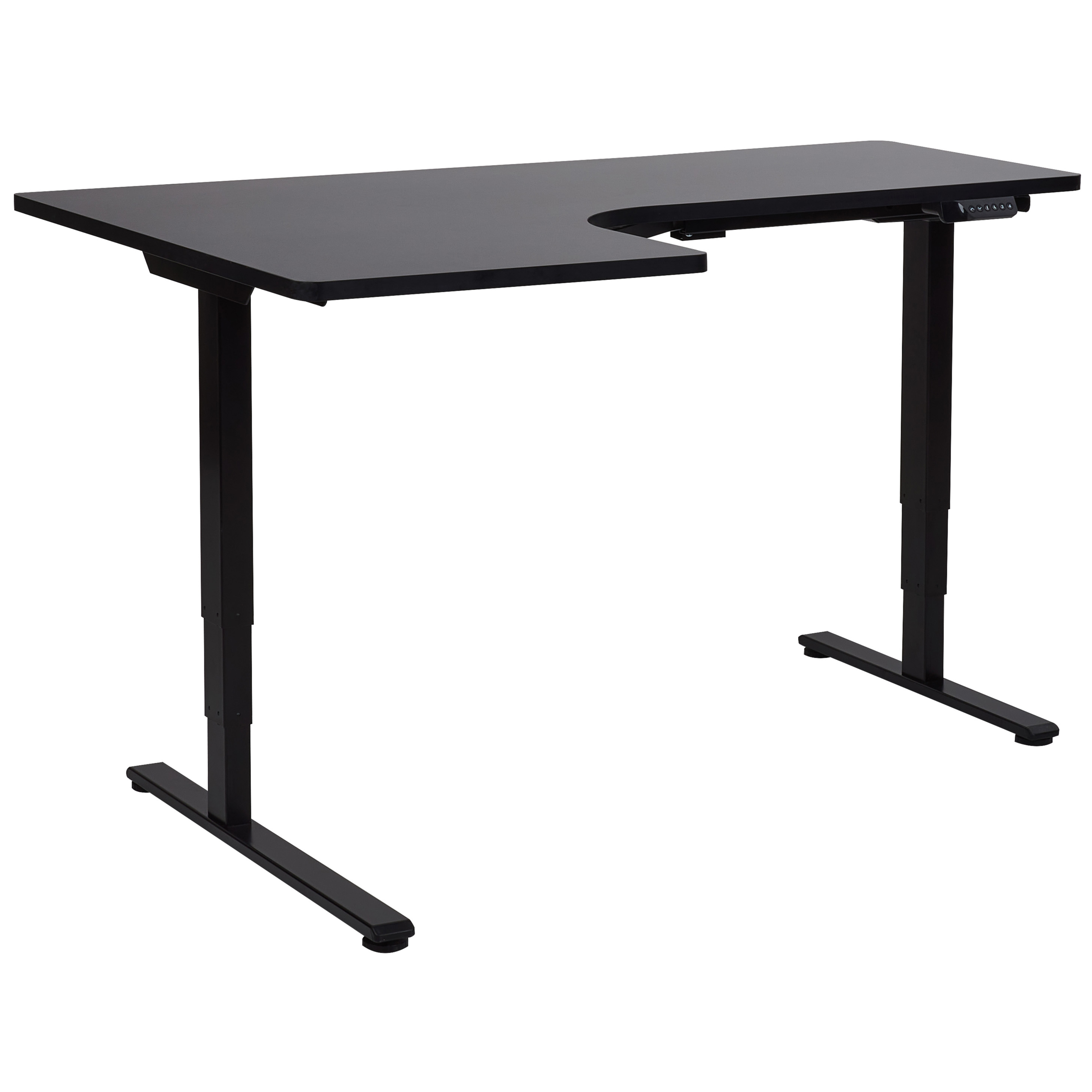 Elektriskt justerbart hörnskrivbord DESTINES 160 cm 109 cm Svart Vänstervänd