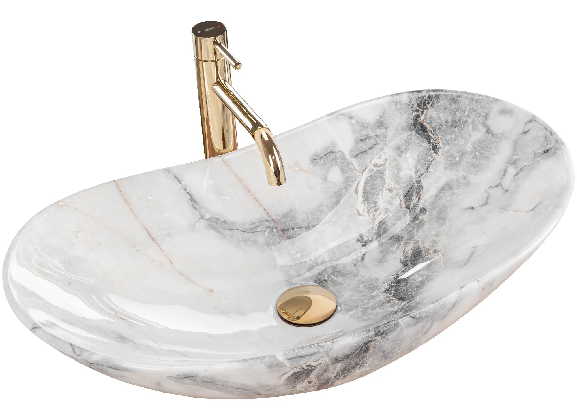 REA Bänkskål ROYAL GRANIT SHINY Vit, 62x36x16cm