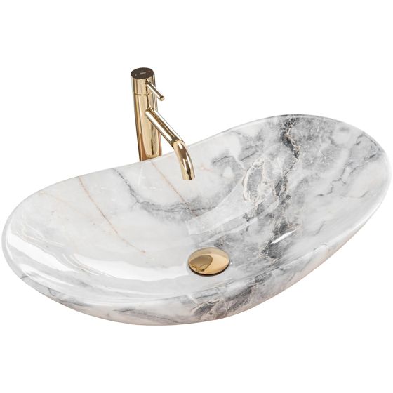 REA Bänkskål ROYAL GRANIT SHINY Vit, 62x36x16cm