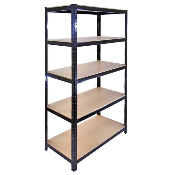 Monster Racking T-Rax metallhyllor för förvaring och garage, svarta, 90 cm breda, 45 cm djupa, 5-pack