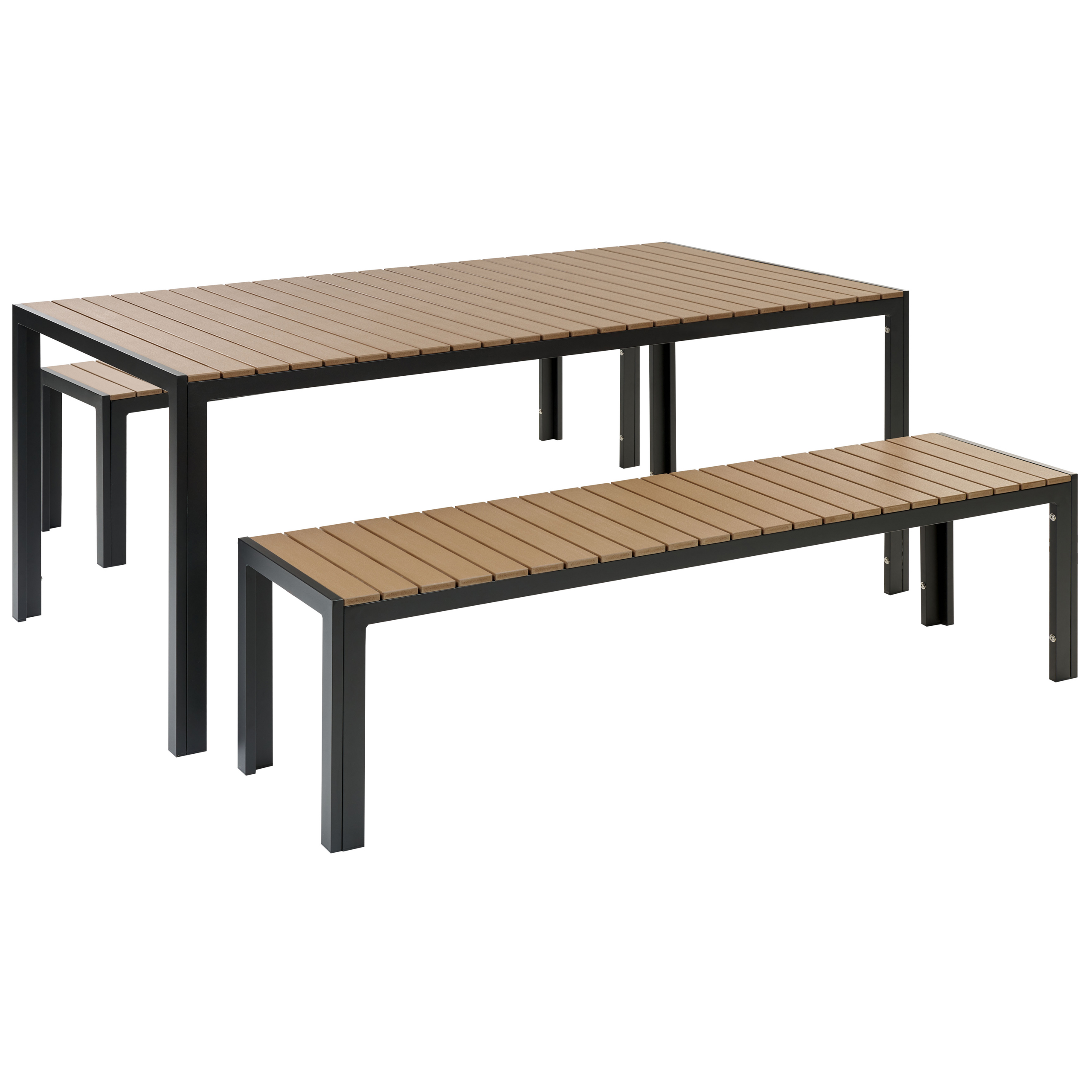 Trädgårdsmatgrupp med bänkar 6-sits NARDO Brun/ Svart