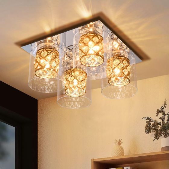 NETTLIFE modern, vardagsrums taklampa, med G9-kristaller och glasskärm, sovrum, lampa