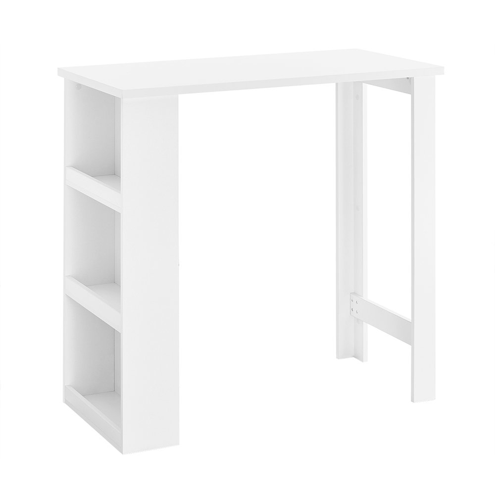 SoBuy köksö barbord med 3 hyllor, högt barbord för små utrymmen, högt bänkbord för kök, vardagsrum eller kontor, vit, 112 x 106 x 57 cm FWT17-II-W