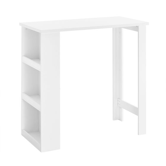 SoBuy köksö barbord med 3 hyllor, högt barbord för små utrymmen, högt bänkbord för kök, vardagsrum eller kontor, vit, 112 x 106 x 57 cm FWT17-II-W