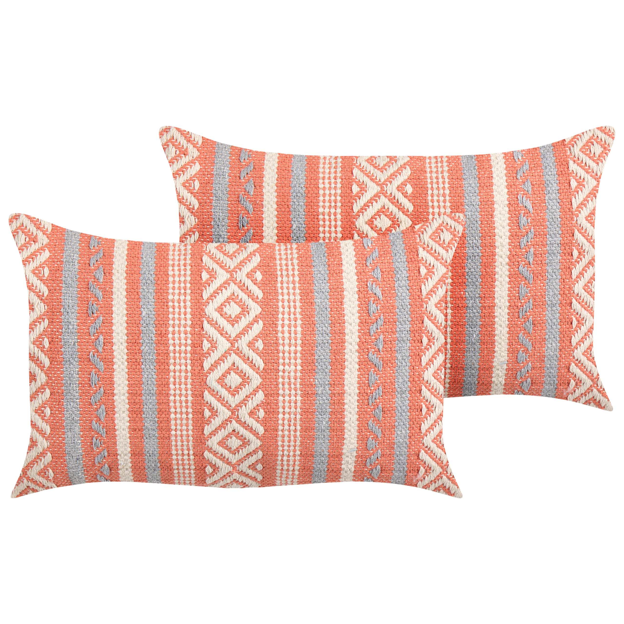 Set med 2 prydnadskuddar INULA 30 x 50 cm Bomull Orange Geometriskt tryck