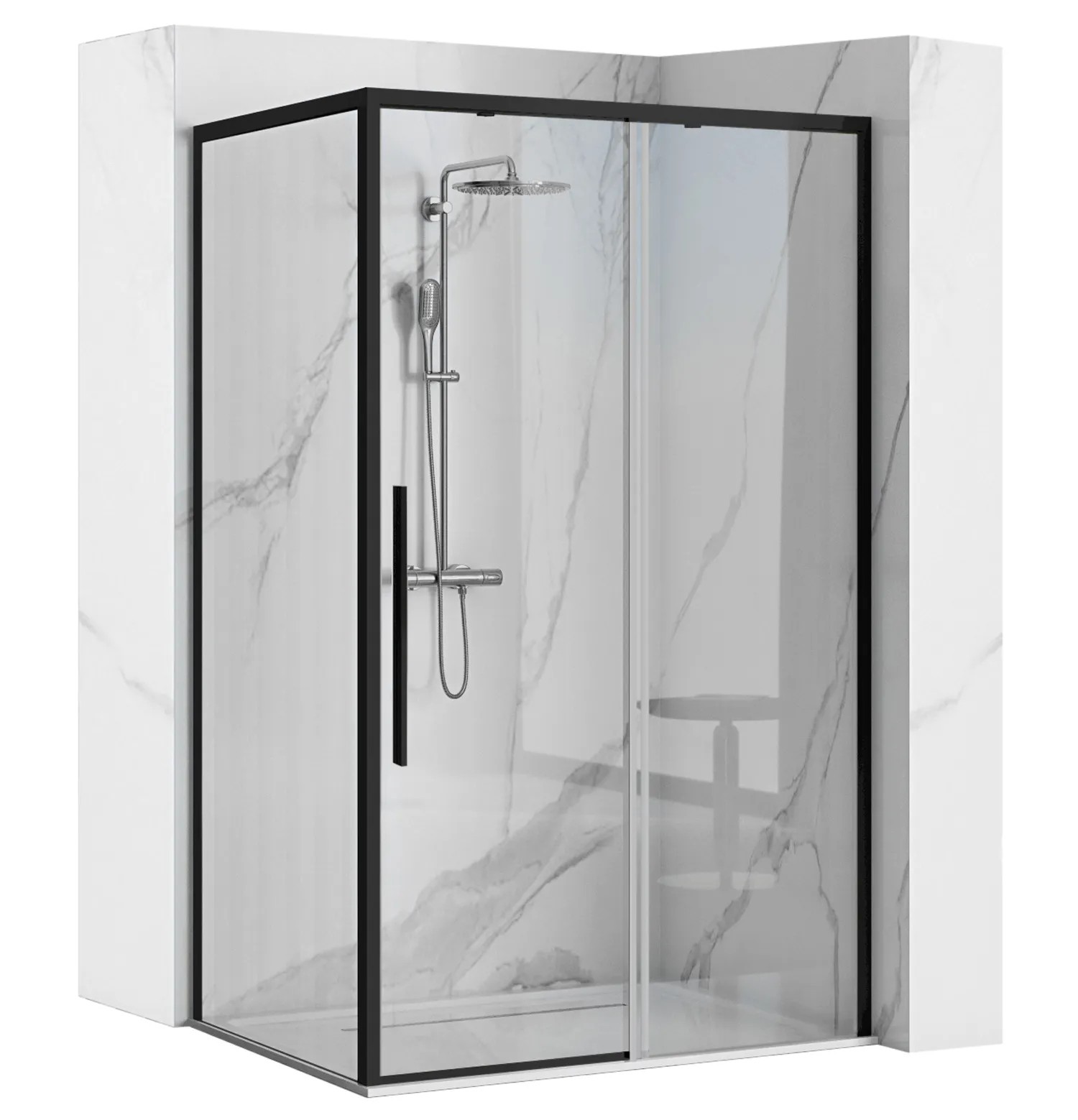 REA Duschkabin SOLAR 80x100 Svart, 80x98,5x195cm