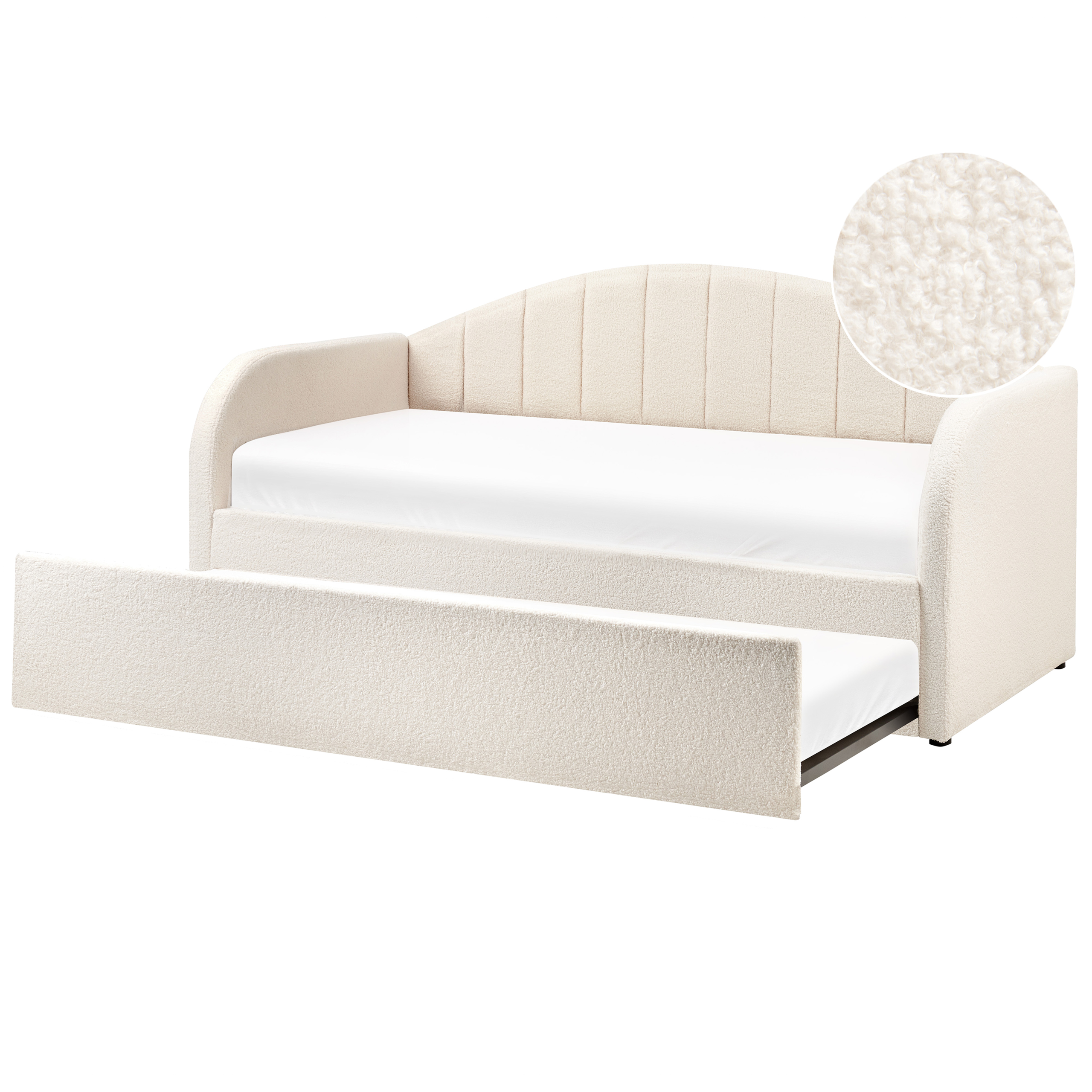 Utdragbar säng Bouclé EYBURIE 90 x 200 cm Ljusbeige