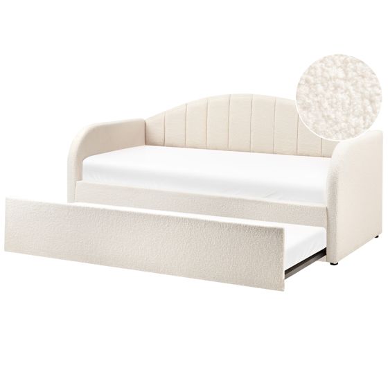 Utdragbar säng Bouclé EYBURIE 90 x 200 cm Ljusbeige