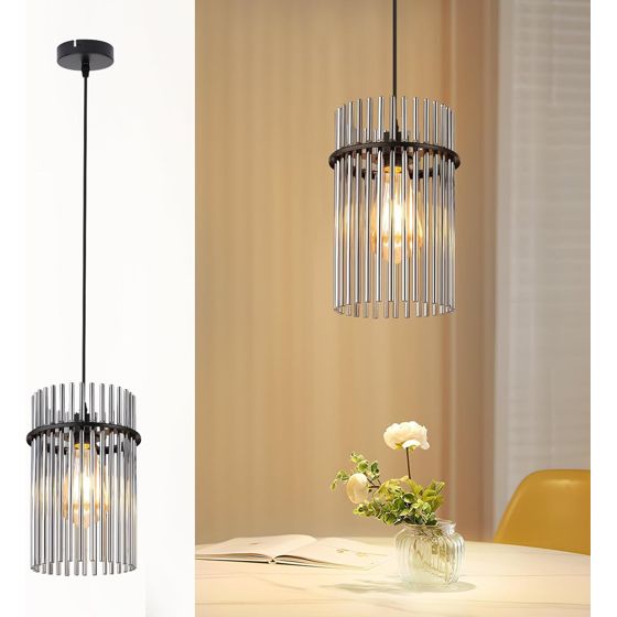 NETTLIFE Hänglampa för matbord 1 ljuskälla - svart hänglampa E27 matrumslampa i glas 16 cm (utan ljuskälla)