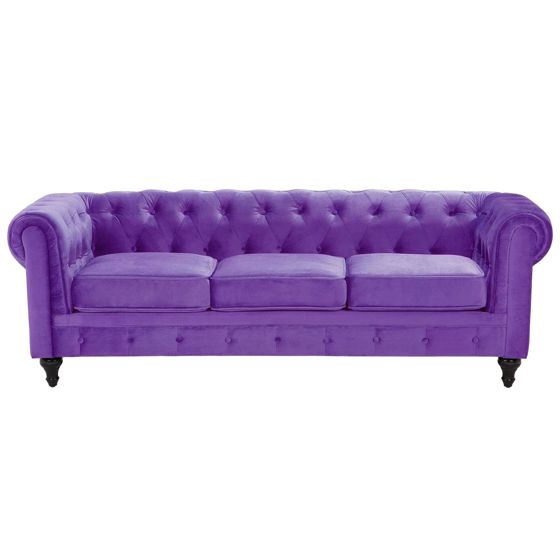 Soffa 3-sits CHESTERFIELD Sammet Mörklila