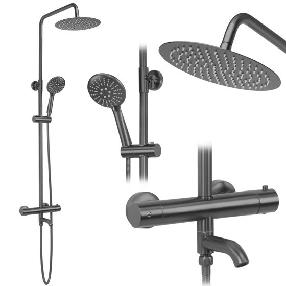 REA Inbyggt Duschset lungo Hög Titan, 34,5x26,5x117cm